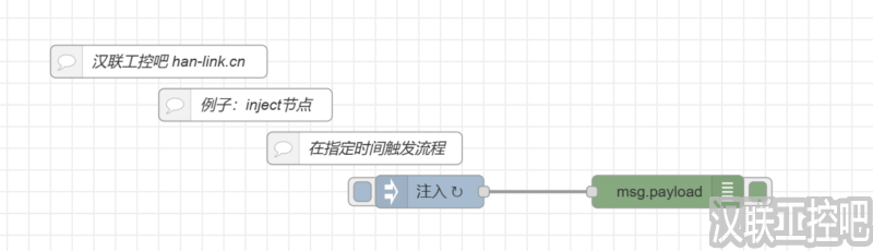 Node-RED教程-常用-inject-03-在指定时间触发流程-汉联工控吧