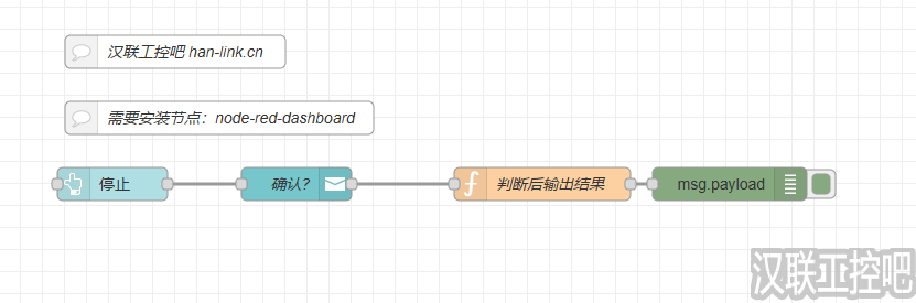 Node-RED教程 – 140 – UI界面上按钮-弹出确认窗口-汉联工控吧